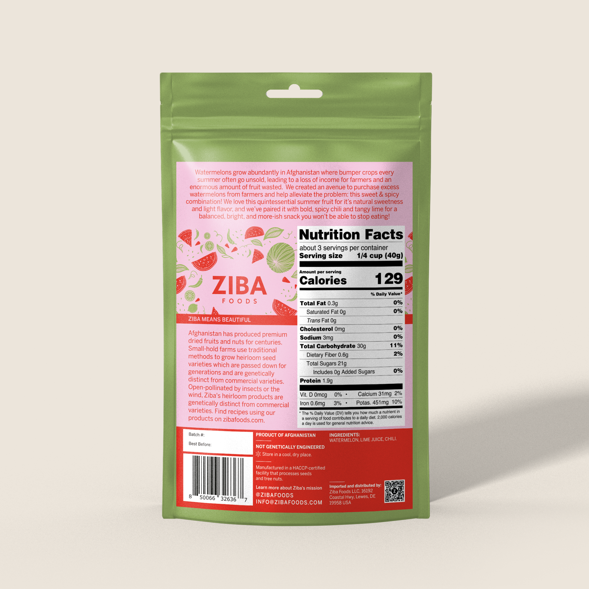 LIMITED EDITION - Dried Watermelon With Chili & Lime - 3.8 oz Bag